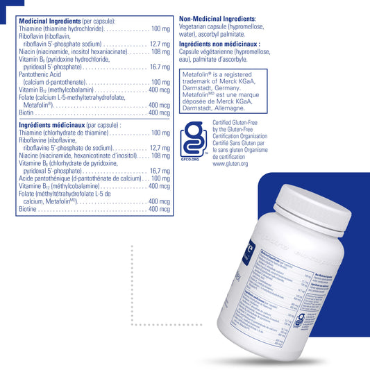 Pure Encapsulations B-Complex Plus - B Vitamins Supplement to Support Neurological Health, Cardiovascular Health & Energy Levels* - With Vitamin B12 & More - 120 Capsules 🍁 All In One Marketplace Canada