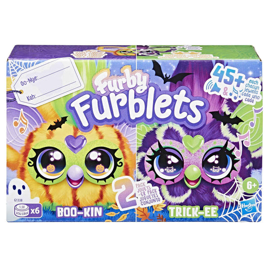 Furby Furblets 2 Pack of Fall Edition Mini Friends Trick-Ee & Boo-Kin, Electronic Halloween Plush Toys for Girls & Boys 6+, Multicolor (Amazon Exclusive)