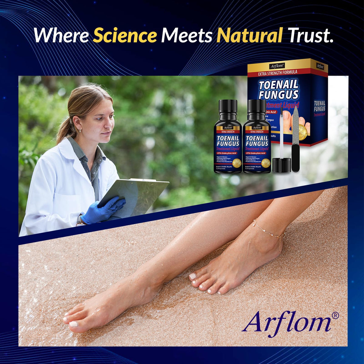 Arflom Toenail Fungus Treatment : 25% Undecylenic Fungal Nail Treatment Extra Strength - Toe and Fingernail with Tea Tree Oil (2pcs, 15ml each) đ All In One Marketplace Canada