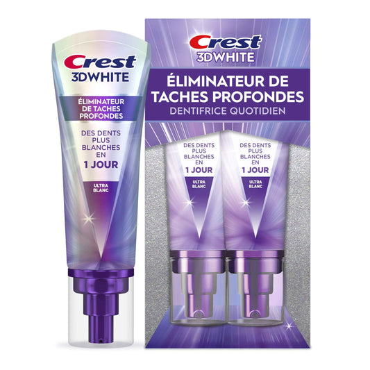 Crest Toothpaste 3DWhite Deep Stain Remover Ultra White - Daily Use - 67mL - Pack of 2 🍁 All In One Marketplace Canada