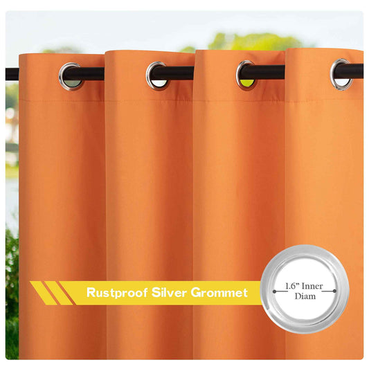 NICETOWN Halloween Decorations Outdoor Curtains for Patio Waterproof, Rustproof Grommet Privacy Canvas Outdoor Blinds Cold Insulation for Gazebo/Porch, W55 x L84, Orange, 2 Panels