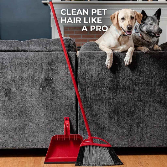 Vileda Pet Pro Broom with Step-On Dustpan and 3-Piece Handle | Remove 99% Dust and Dirt in One Sweep 🍁 All In One Marketplace Canada