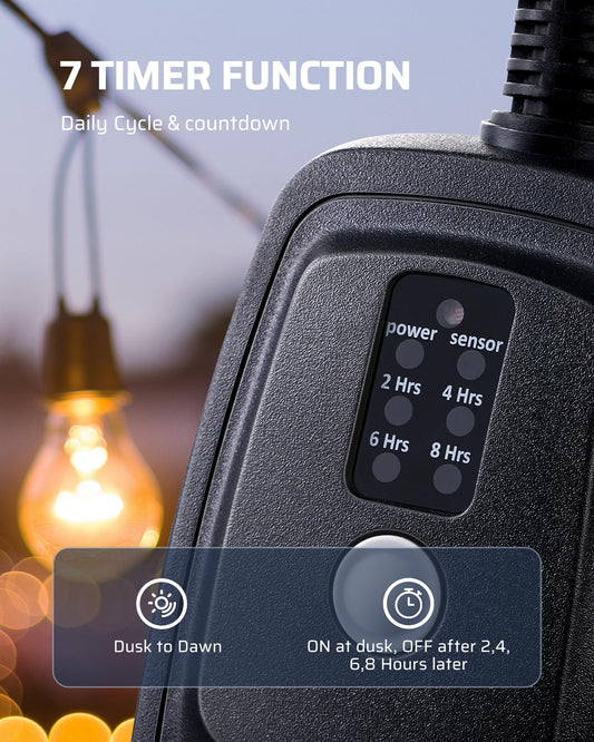 DEWENWILS Outdoor Light Timer Waterproof, Plug in Sensor Outlet Timer Switch, 100 ft Range Remote Control with 2 Grounded Electrical Outlets for Yard Landscape Holiday Light, 15A 1/2HP UL Listed 🍁 All In One Marketplace Canada