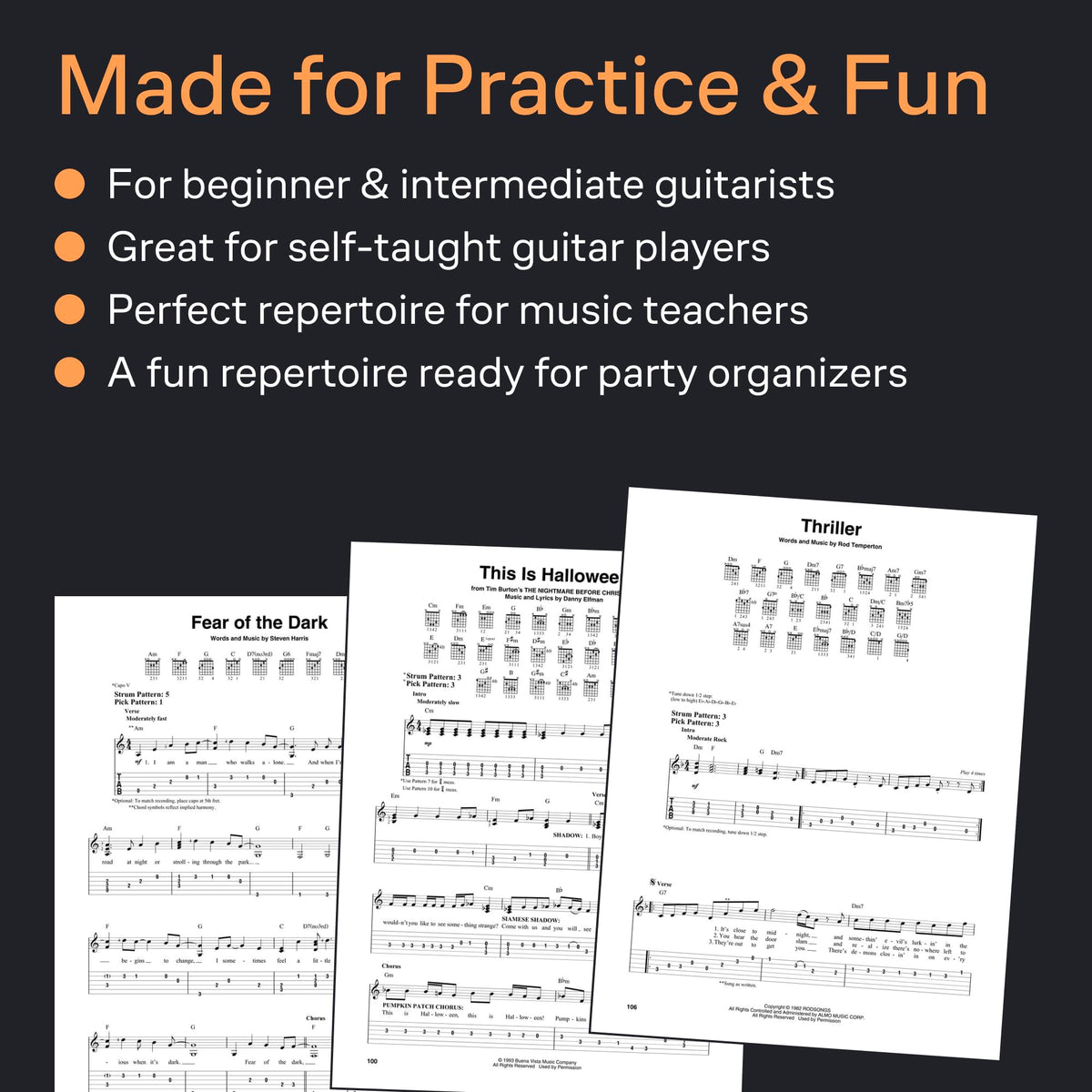 Halloween Guitar Songs - 43 Gravest Hits Deranged for 6-String Axe in Scary Notation & Tab | Halloween Guitar Sheet Music for Rock and Pop Players | Scary Songs for 6-String Guitarists