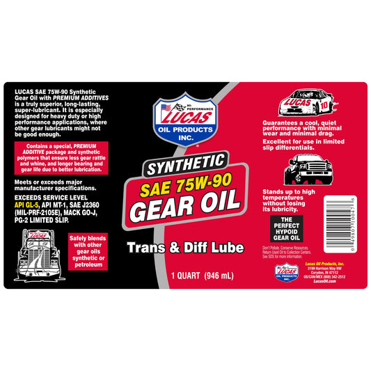 Lucas Oil 10047 SAE 75W-90 Synthetic Transmission and Differential Lube -, Clear, 1 Quart (32 Ounces) 🍁 All In One Marketplace Canada