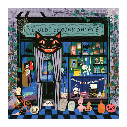 Galison Ye Olde Spooky Shoppe Puzzle – 500 Piece Halloween Puzzle Featuring Vintage Inspired Spooky Storefront