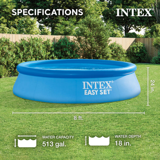 INTEX 28106EH Easy Set Inflatable Swimming Pool: 8ft x 24in – Puncture-Resistant Material – Quick Inflation – 513 Gallon Capacity – 18in Water Depth 🍁 All In One Marketplace Canada