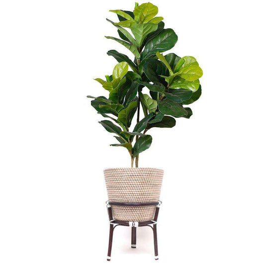 Ayo - Boho Floor Planter On Wooden Stand