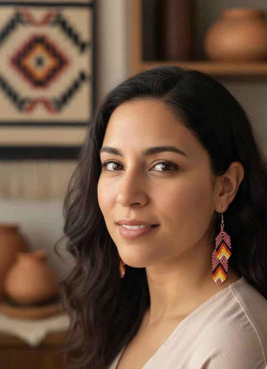 OldTribes™rose pink Beaded Earrings