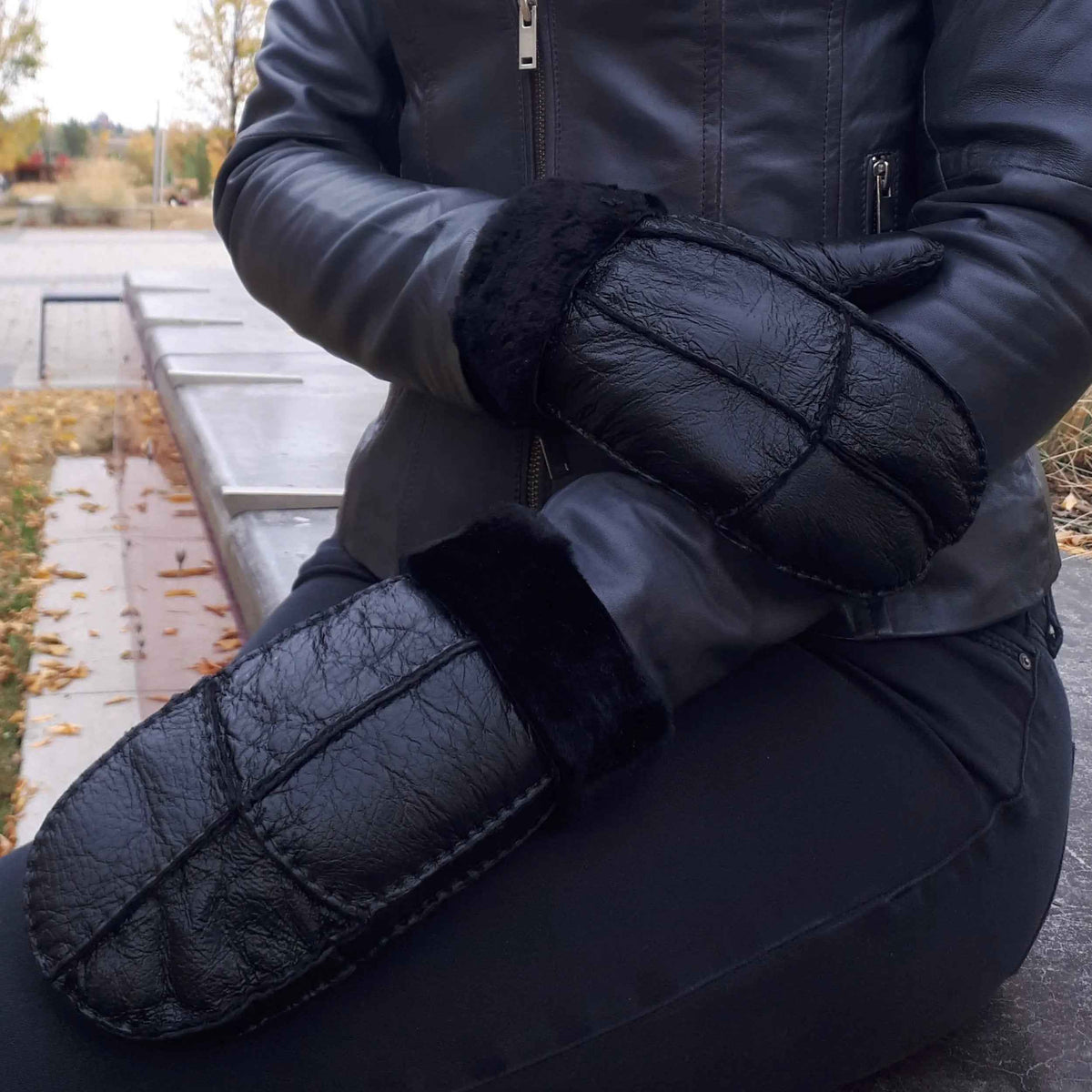 BOL Men's Shearling Leather Mittens