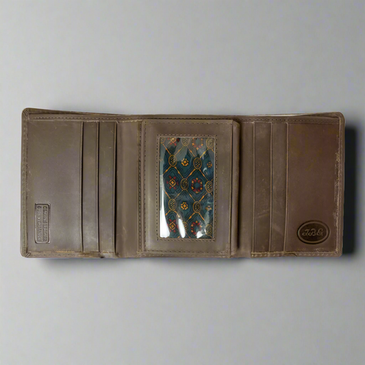JBG Men’s Trifold Leather Flip-up Wallet. Genuine Distressed Leather RFID Blocking Wallet