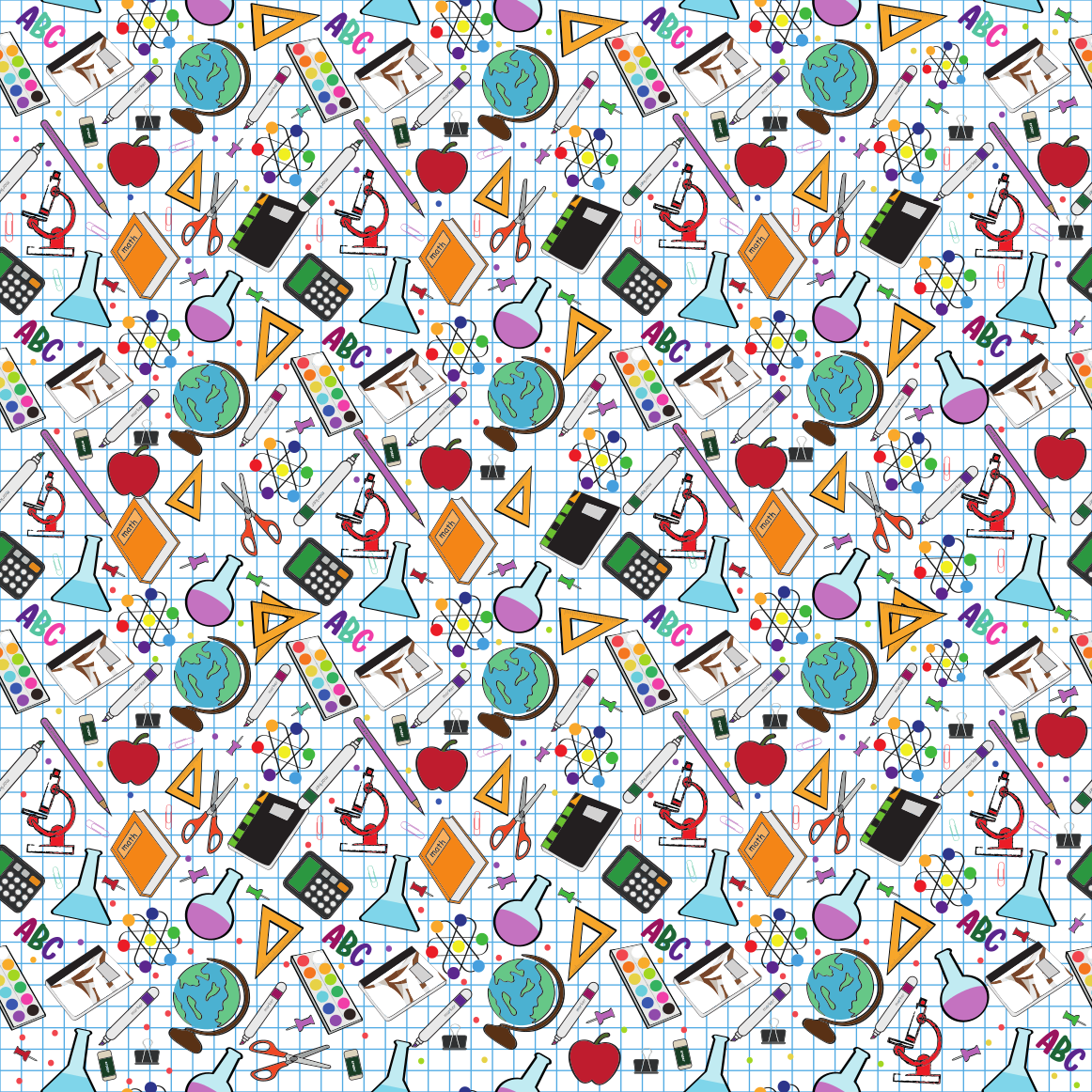 Craft HTV Back to School - School Supplies Printed on Graph Paper Pattern
