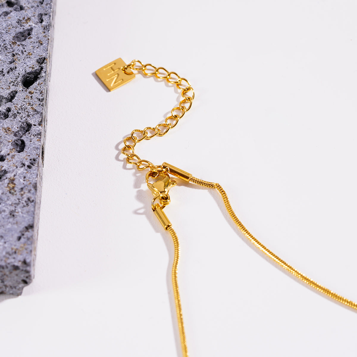 AYSHA: Dainty Snake Skin Textured Gold Chain Necklace