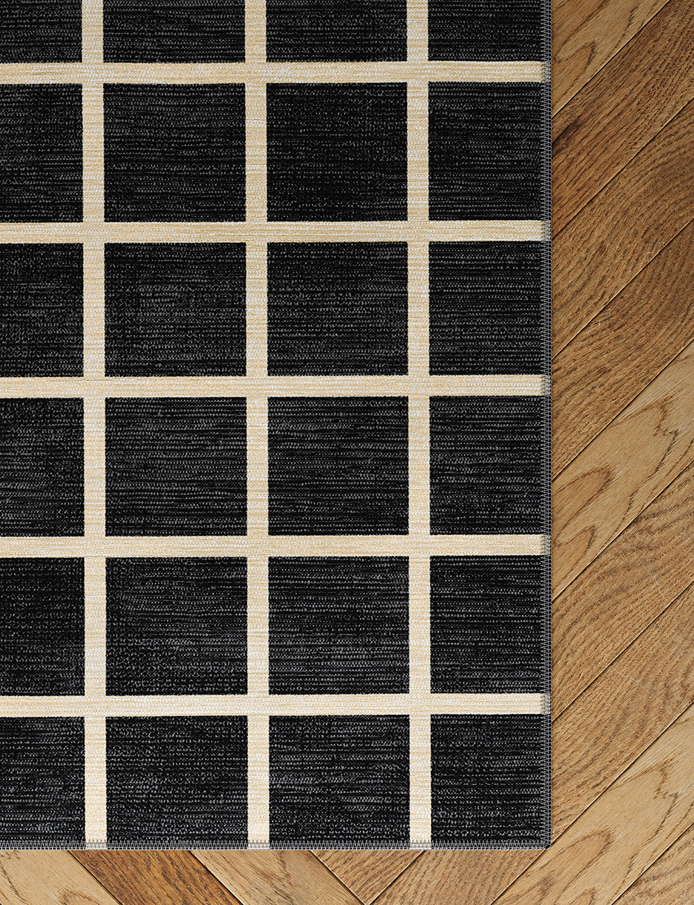 Teppich Caper Black Natur Kariert