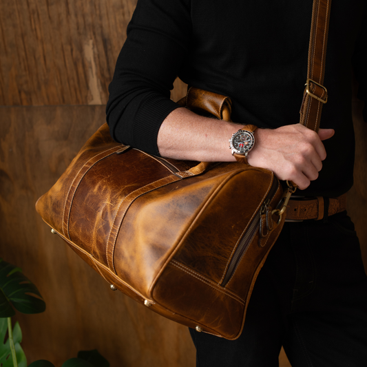 The Wayfarer Bag - Cognac Classic Full-Grain Leather Duffle Bag