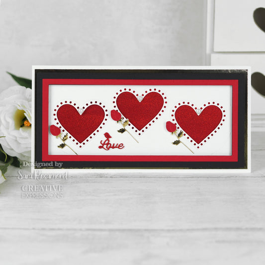 Creative Expressions Sue Wilson Slimline Collection Decorative Heart Aperture Trio Craft Die