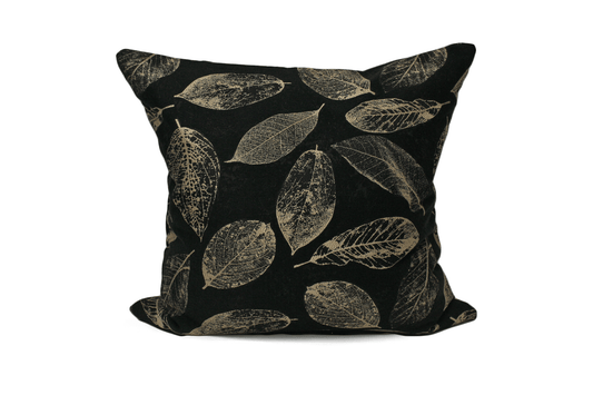 Black Leaf Cushion Cover