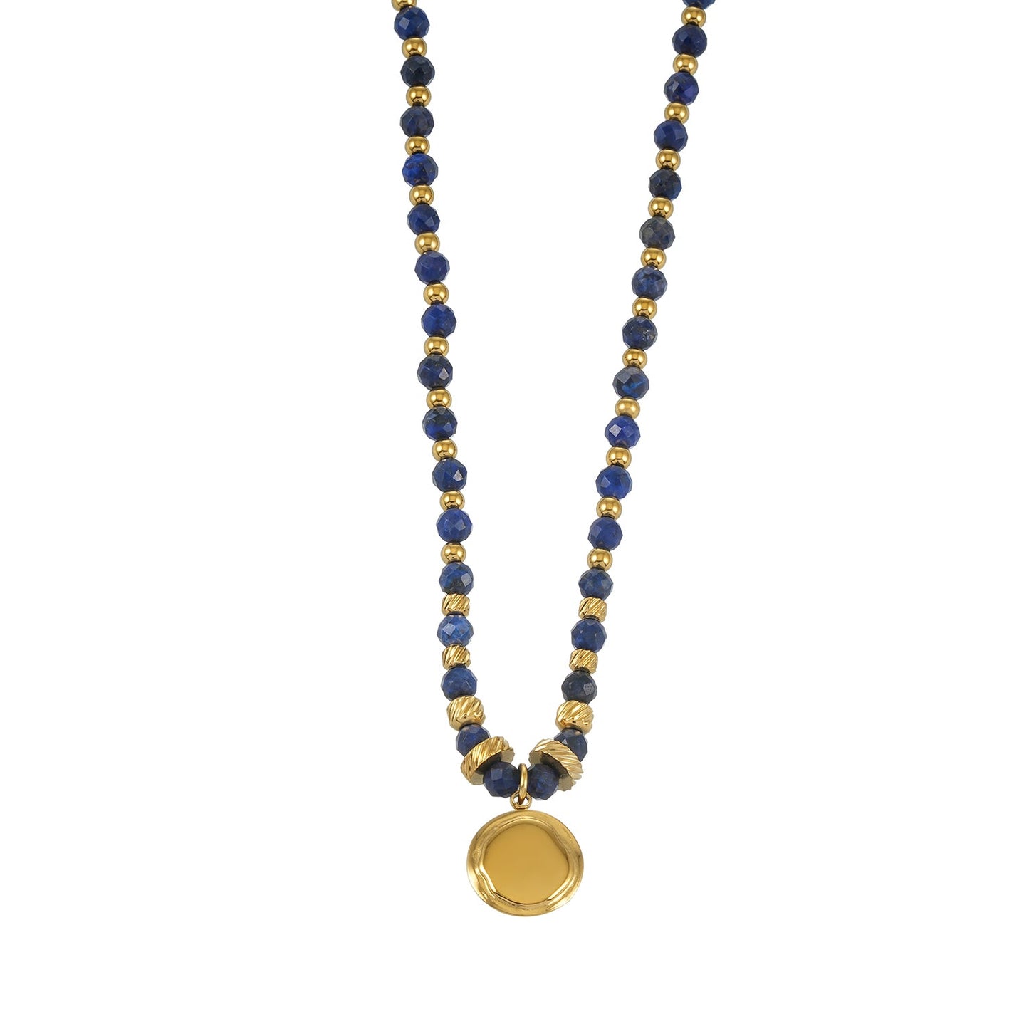 TANISHIA: Natural Lapis Lazuli & Gold Infused Beaded Pendant Necklace