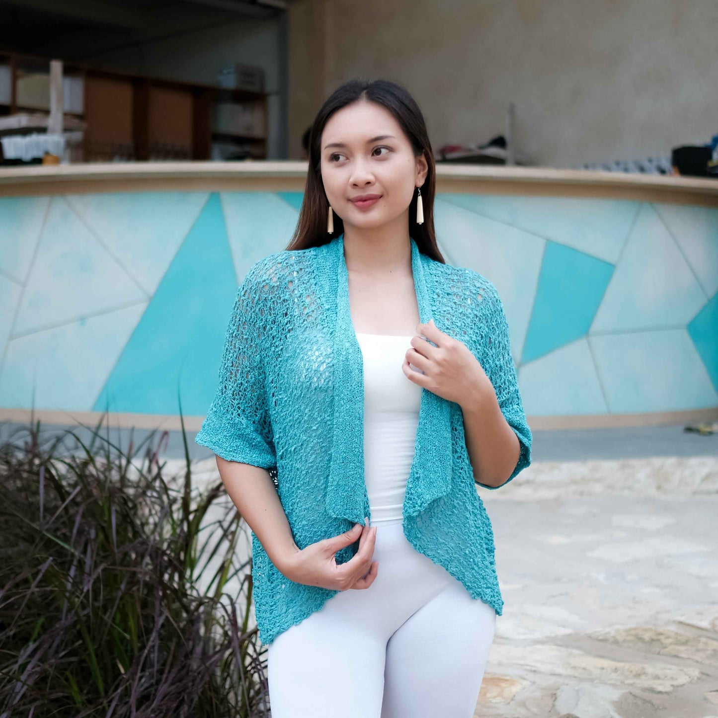Short Sleeved Cardigan - Teal