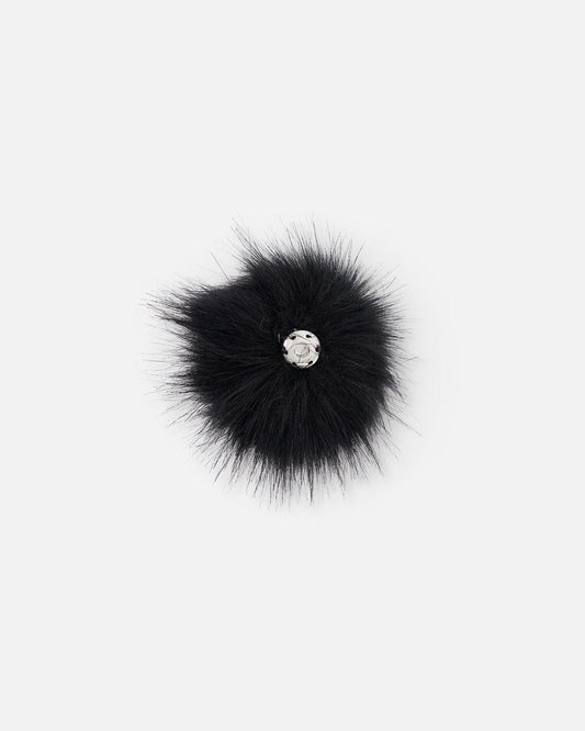 Black Fake Fur Pompom For Hat