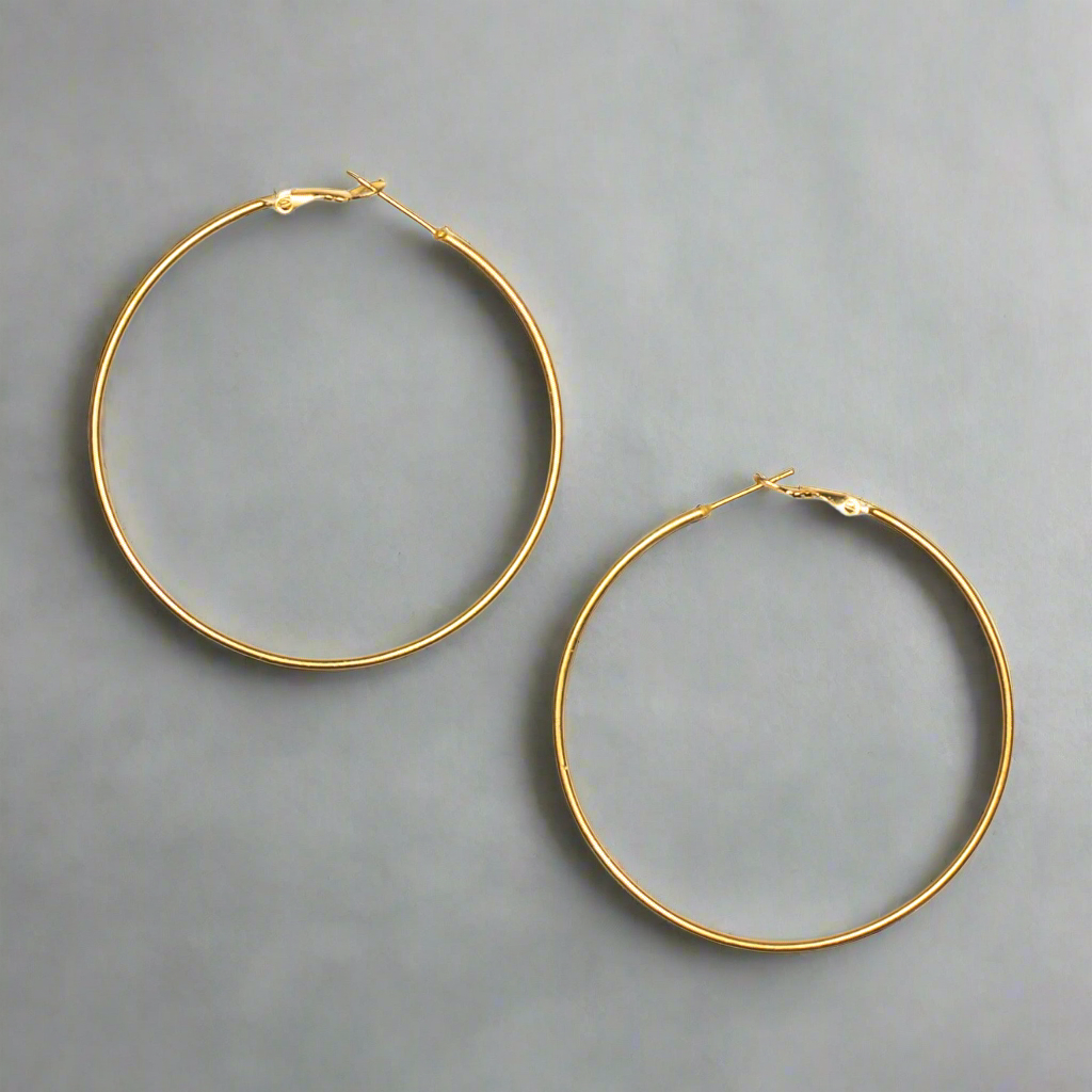 Large Hoop Earrings - Gold Plate