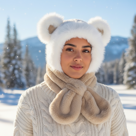 Soft Plush Hat w/ scarf (Panda)