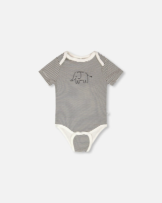 Evolutive Jersey Onesie Black And Off White Stripes