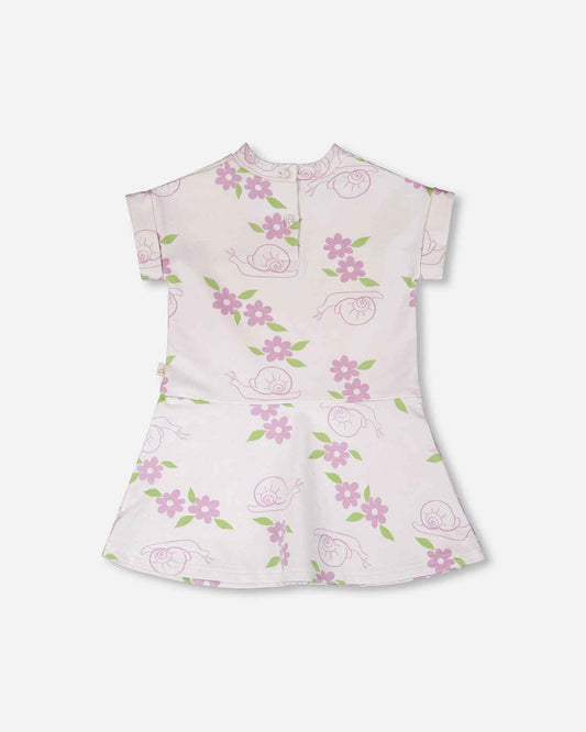 French Terry Dress Lilac Snails Print
