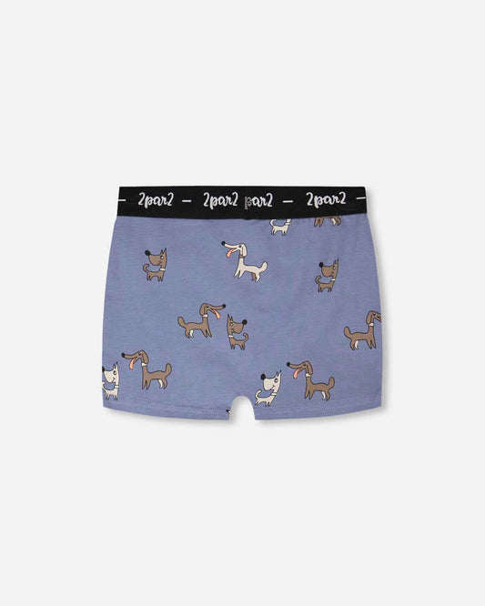 Organic Cotton Boxer Blue Dog Print