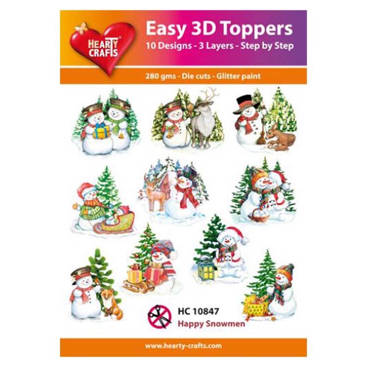 Hearty Crafts Easy 3D Toppers Happy Snowmen