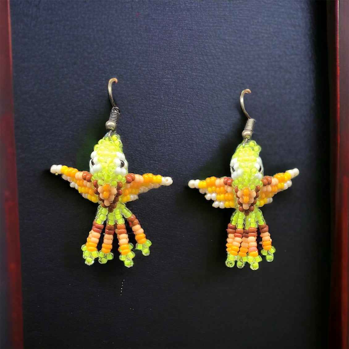 OLDTRIBES™ Neon yellow Beaded hummingbird earrings