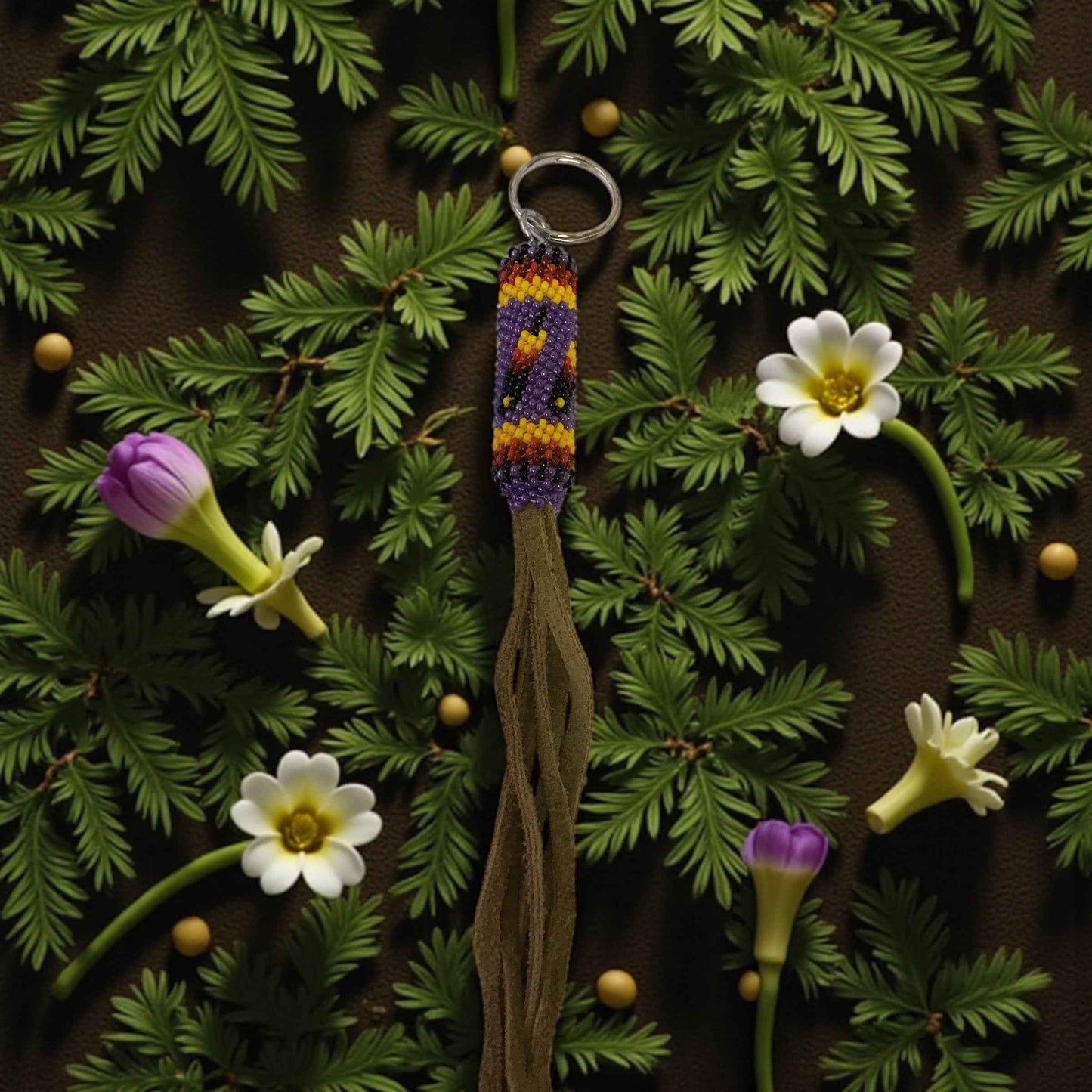 OLDTRIBESโข light purple Handcrafted Beaded Keychains