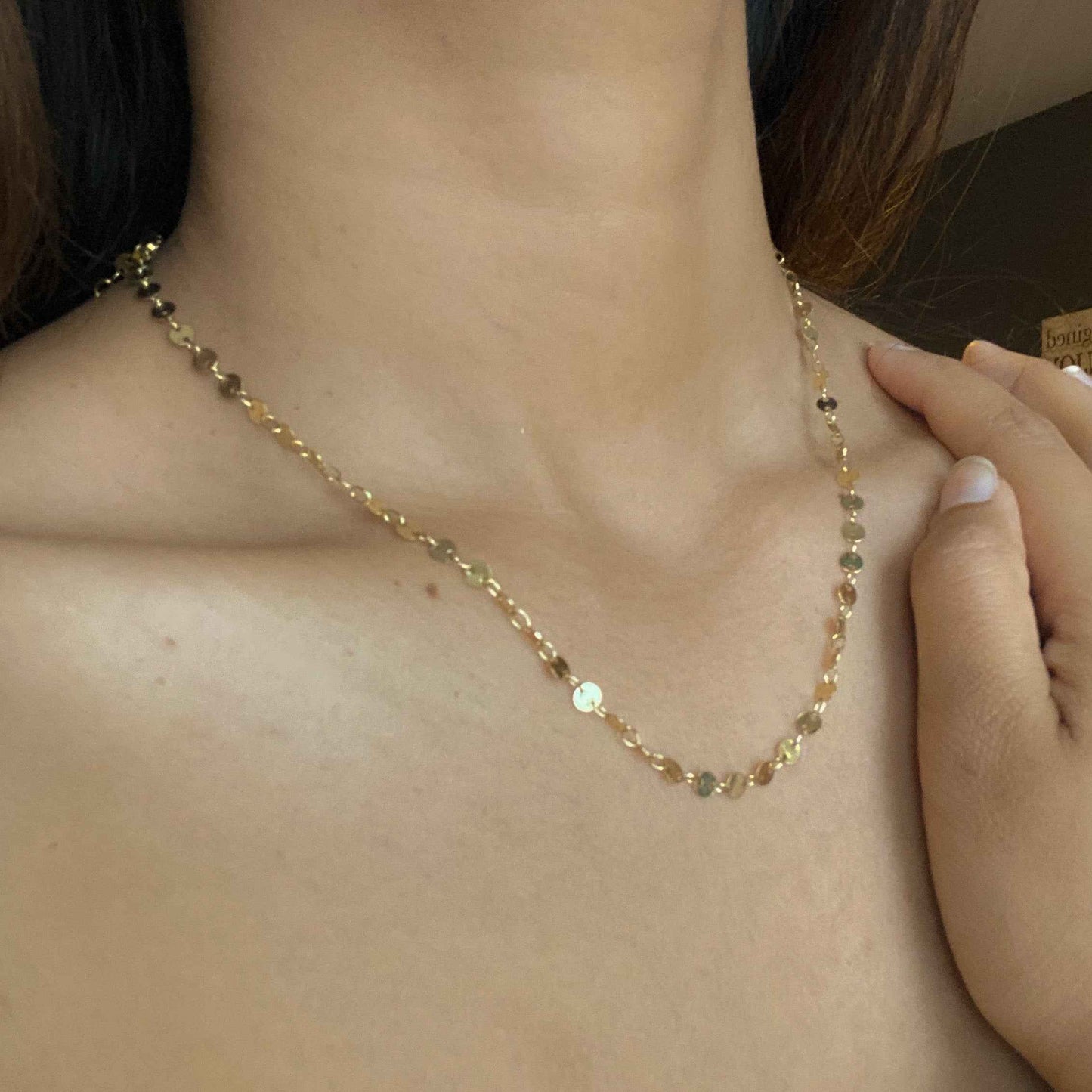 Simple Disc Chain Necklace In Gold Plate