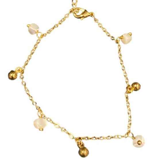 Mother Of Pearl & Droplet Bracelet In Gold Plate
