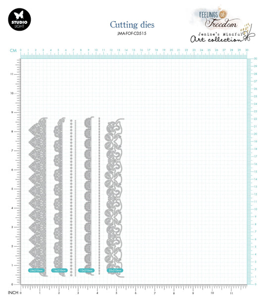 JMA Cutting Die Lace Border Set Feelings Of Freedom 103x210x1mm 7 PC nr.515