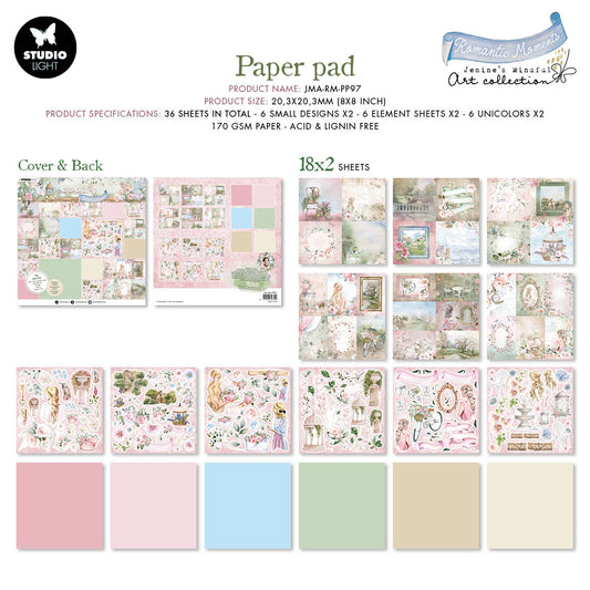 JMA Paper Pad Small Designs & Elements Romantic Moments 203x203x9mm 36 SH nr.97