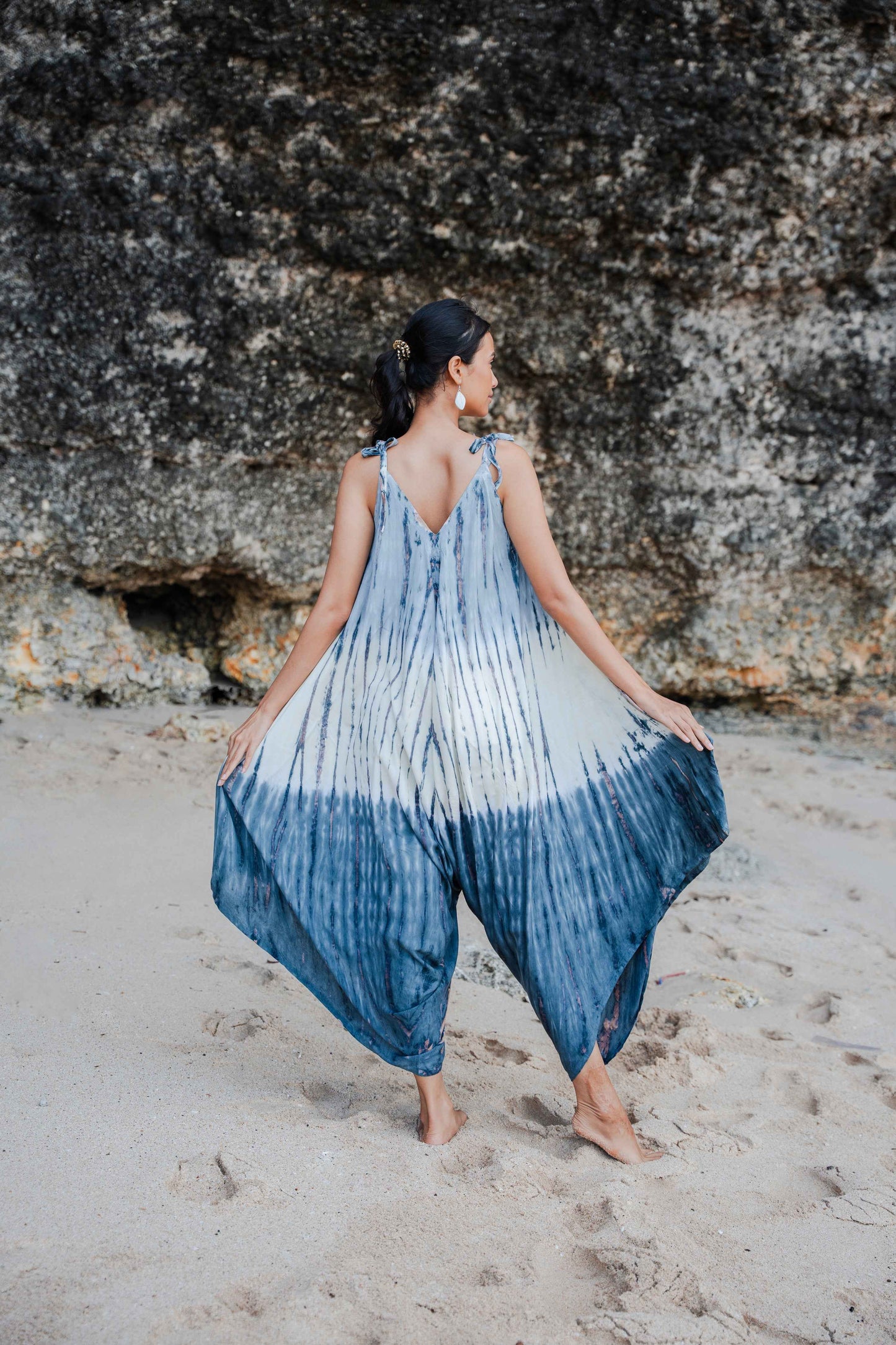 Tie Dye Lapis Ombre Romper - Grey & Cream