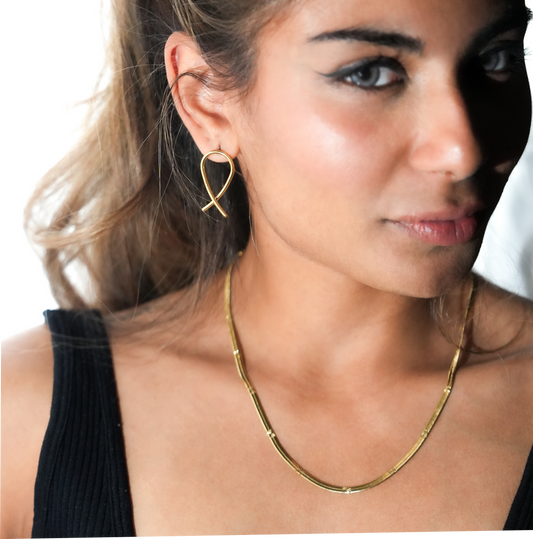 MAEVE Gold: Minimalist Oval Shaped Wire Constructed Stud Earrings