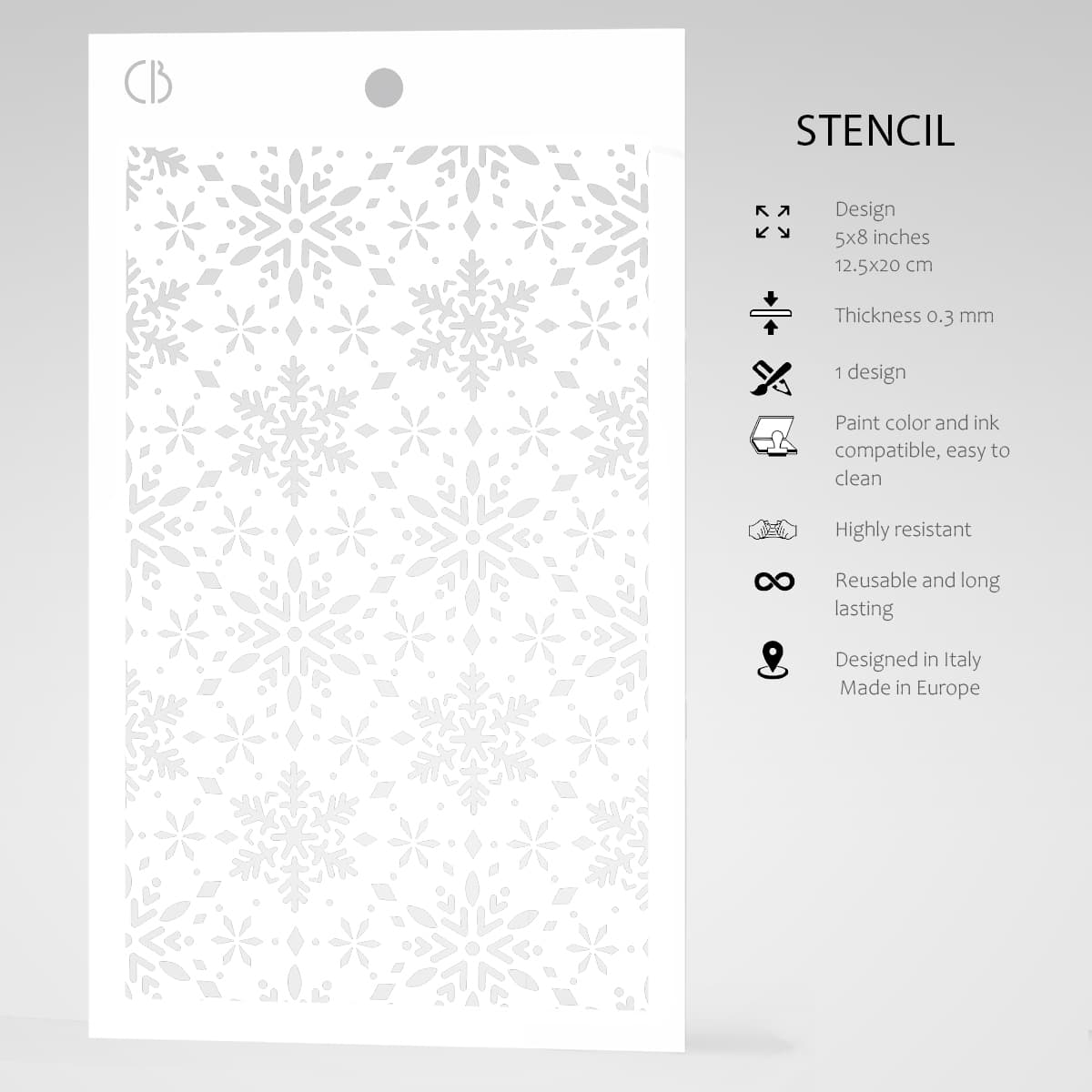 Ciao Bella Texture Stencil 5"x8" Snowflakes
