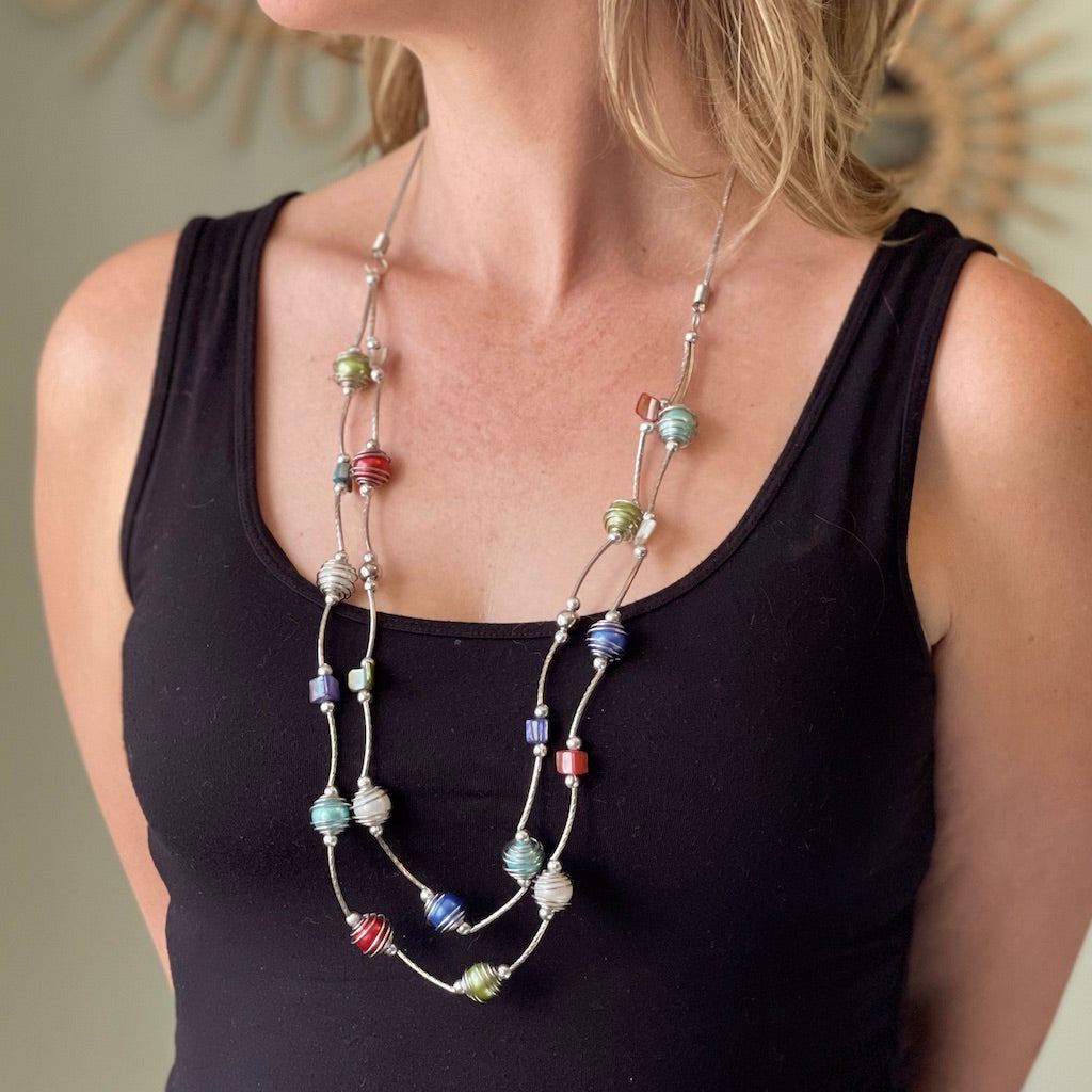Wrapped Pearl Bead Necklace