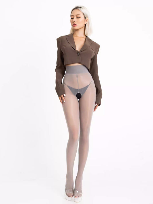 20D Crotchless High Waist Pantyhose Nylon Tights