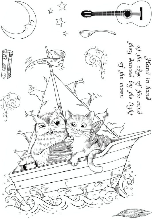 Pink Ink Designs The Owl & The Pussycat 6 in x 8 in Clear Stamp Set