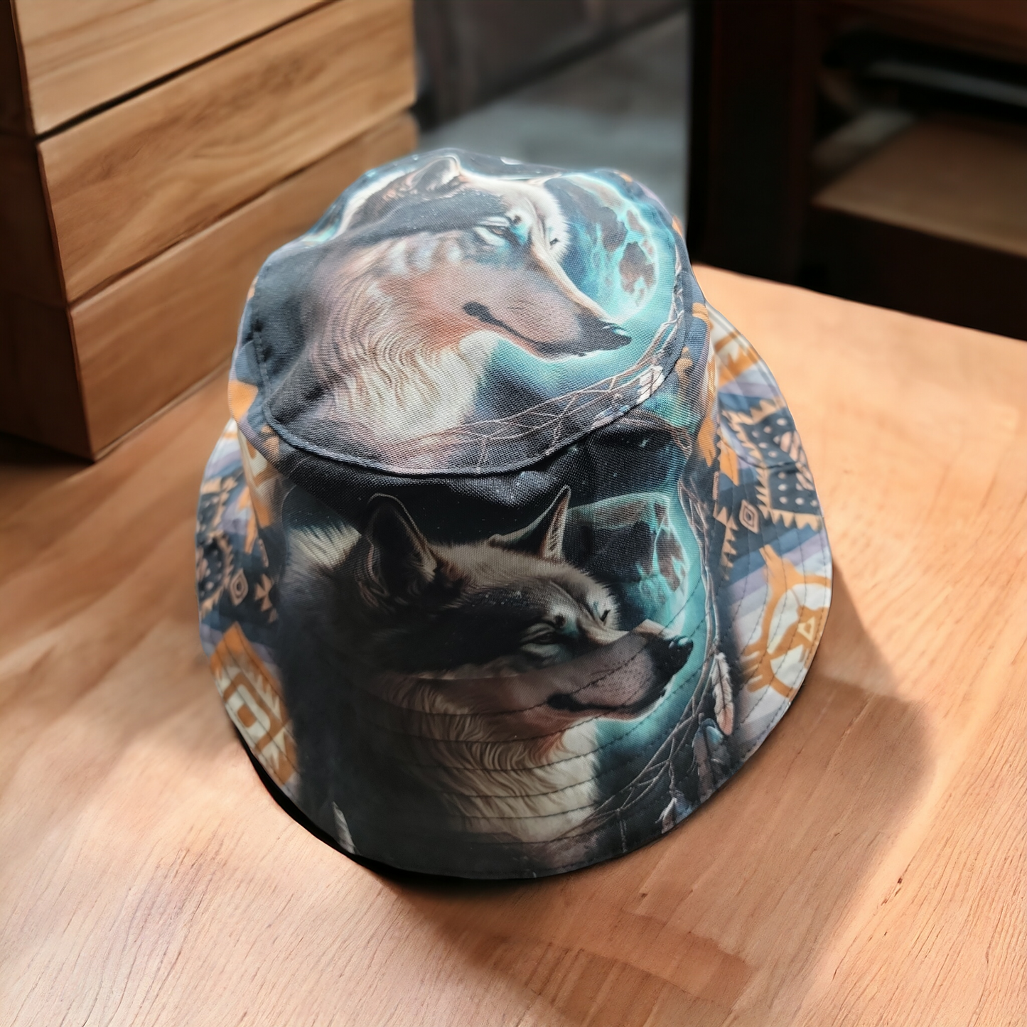 Blue Wolf Native Style Bucket Hat