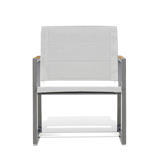 Pine Stainless Steel & Teak Outdoor Sling 2 Chairs Bistro Set - AURABAGS SHOP