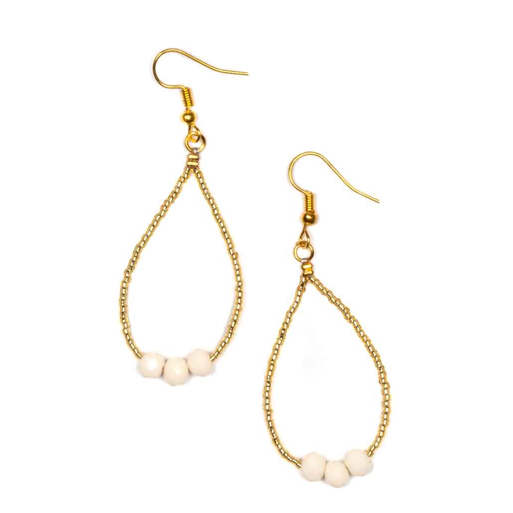 Tear Drop Earring With Crystal Beads