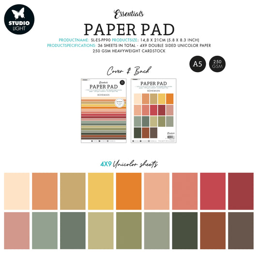 SL Paper Pad Unicolor Paper Bohemian Essentials 210x148x9mm 36 SH nr.90