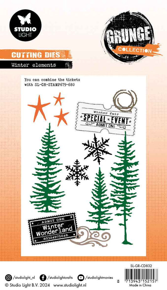 GR Cutting Die Winter Elements Grunge Collection 12 PC