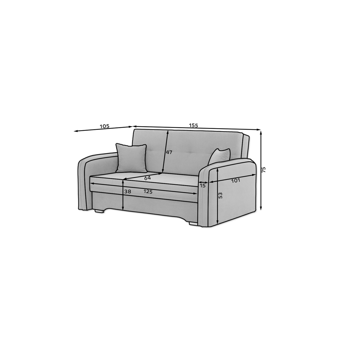 Laine Condo Style 2 Seater Storage Sleeper Sofa - Blush