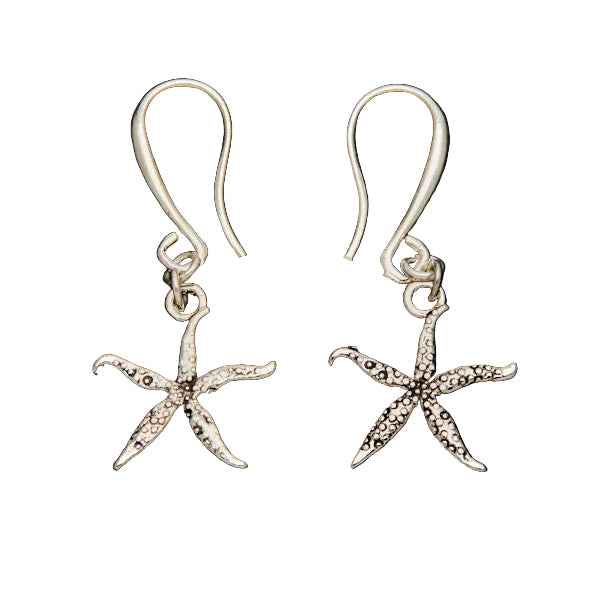 Starfish Charm Earrings in Silver Plate