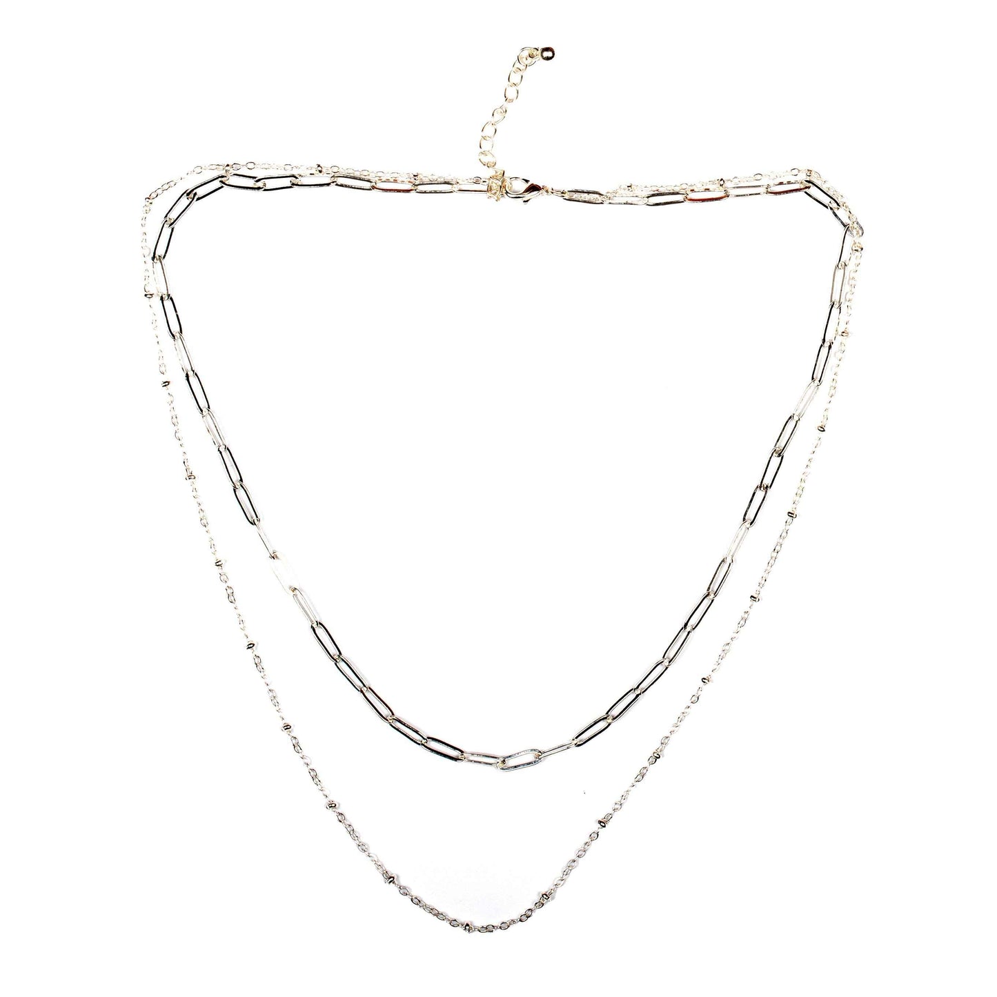 Double Chain Necklace - Silver Plate